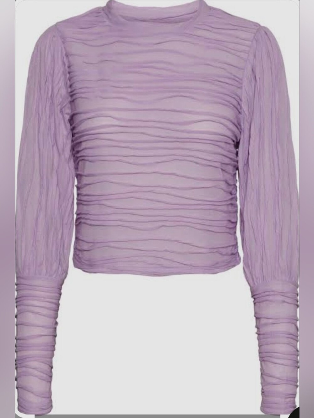 Vero Moda Lavender Sheer Ruched Long-Sleeve Top